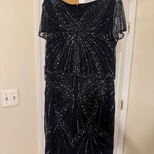 Adrianna Papell Black Sequin Midi Dress